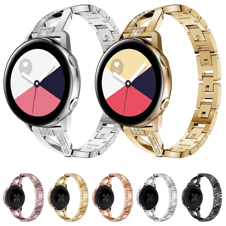 Galaxy Watch Active 20mm용 X자형 다이아몬드 스테인리스 스틸 손목 스트랩 시계줄