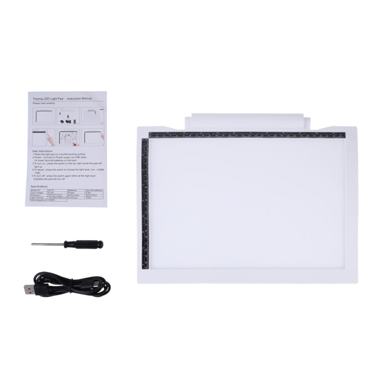 A4-19 6.5W 3단계 밝기 조절 가능한 A4 LED 드로잉 스케치패드 라이트 패드, USB 케이블 포함