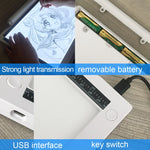 A4-19 6.5W 3단계 밝기 조절 가능한 A4 LED 드로잉 스케치패드 라이트 패드, USB 케이블 포함
