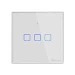 Sonoff T2 터치 86mm 강화유리 패널 벽 스위치 스마트 홈 라이트 터치 스위치, Alexa 및 Google Home 호환, AC 100V-240V, EU 플러그, 86mm/ 3 EU 플러그