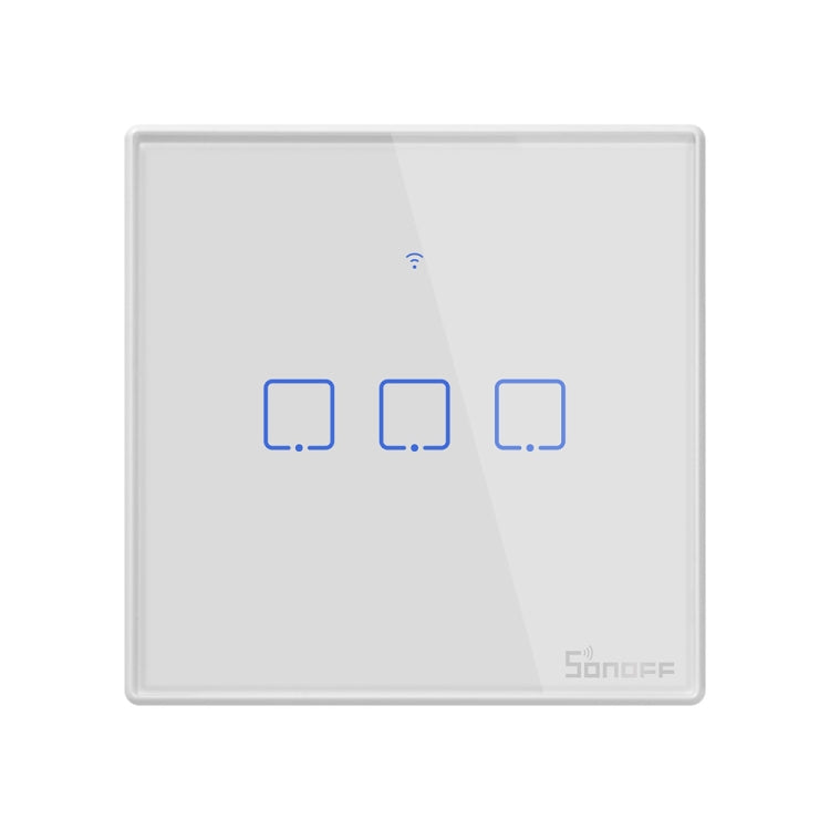 Sonoff T2 터치 86mm 강화유리 패널 벽 스위치 스마트 홈 라이트 터치 스위치, Alexa 및 Google Home 호환, AC 100V-240V, EU 플러그, 86mm/ 3 EU 플러그