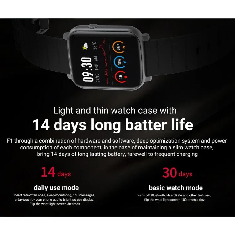 SMA-F1 1.3인치 TFT 풀 터치 스크린 IP68 방수 스마트 스포츠 워치, 동적 심박수 & 혈압 & 수면 감지 지원 / 블루투스 / 알람 시계 / 사진 제어, SMA-F1