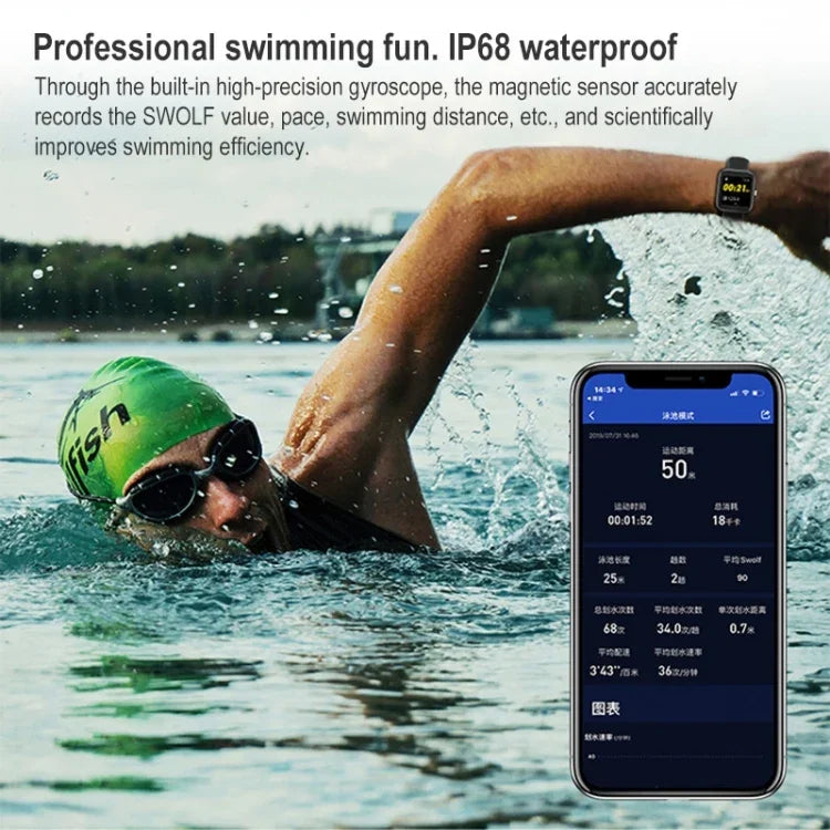 CS201 패션 스포츠 IP68 방수 스마트 블루투스 시계, 심박수 모니터링 & 혈중 산소 모니터링 & 수면 모니터링 & 운동 모니터링 지원