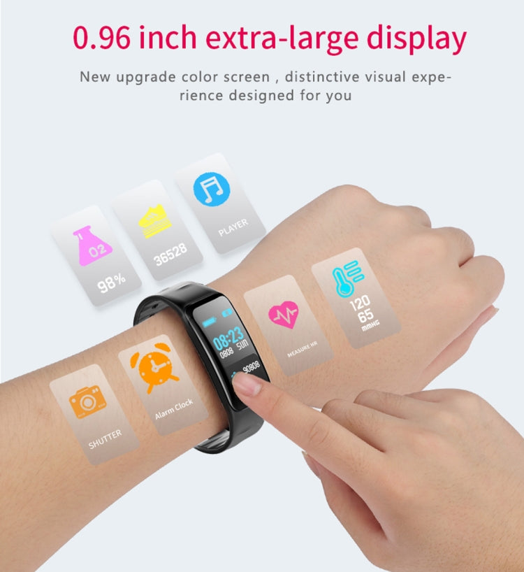 CHIGU C1Plus 피트니스 트래커 0.96인치 IPS 스크린 스마트밴드 팔찌, IP67 방수, 스포츠 모드 / 혈압 / 수면 모니터 / 심박수 모니터 / 피로 모니터 / 좌식 알림 지원, C1 Plus 빨강, C1 Plus 검정, C1 Plus 파랑
