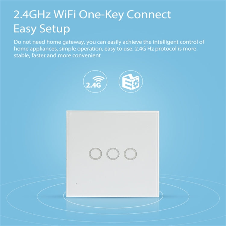 NEO NAS-SC03W 무선 와이파이 EU 스마트 조명 제어 스위치 3갱, 3갱