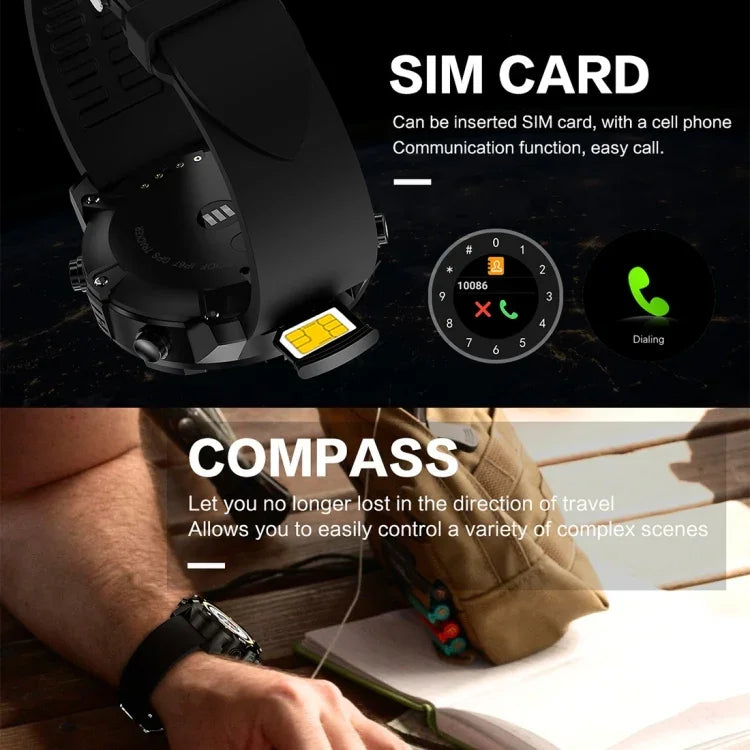 S3 1.39인치 OLED 화면 블루투스 스마트워치, IP67 방수, 나침반 / 심박수 모니터 / SIM 카드 / GPS 내비게이션 지원, 안드로이드 및 iOS 휴대폰 호환