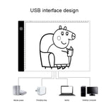 3.5W 5V LED USB 3단계 밝기 조절 가능한 A4 아크릴 스케일 복사 보드 애니메이션 스케치 드로잉 스케치패드 USB 케이블 1.5m 및 전원 어댑터 포함, USB 케이블 1.5m 및 전원 어댑터 포함 복사 보드