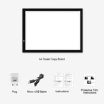 A3 8W 5V LED USB 3단계 밝기 조절 가능한 아크릴 스케일 복사 보드 애니메이션 스케치 드로잉 스케치패드 USB 케이블 포함, 3단계 밝기 조절 USB 케이블 및 전원 어댑터 포함