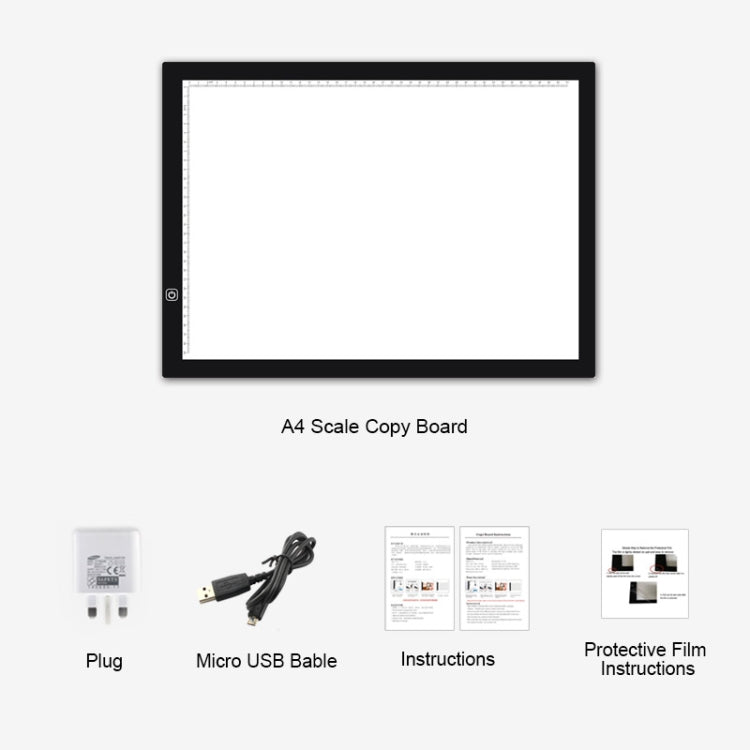 A3 8W 5V LED USB 3단계 밝기 조절 가능한 아크릴 스케일 복사 보드 애니메이션 스케치 드로잉 스케치패드 USB 케이블 포함, 3단계 밝기 조절 USB 케이블 및 전원 어댑터 포함