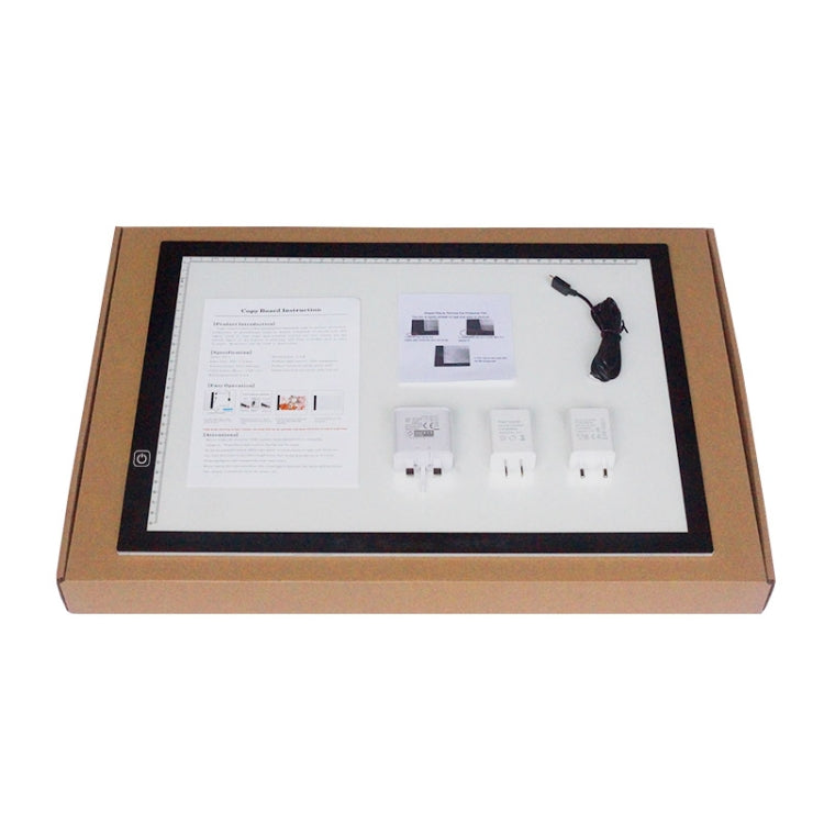 A3 8W 5V LED USB 3단계 밝기 조절 가능한 아크릴 스케일 복사 보드 애니메이션 스케치 드로잉 스케치패드 USB 케이블 포함, 3단계 밝기 조절 USB 케이블 및 전원 어댑터 포함