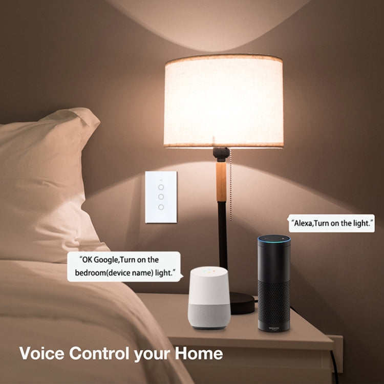 TC120 와이파이 스마트 조명 스위치 유리 스크린 터치 패널 음성 제어 무선 벽 스위치, Alexa Echo / Google Home 호환