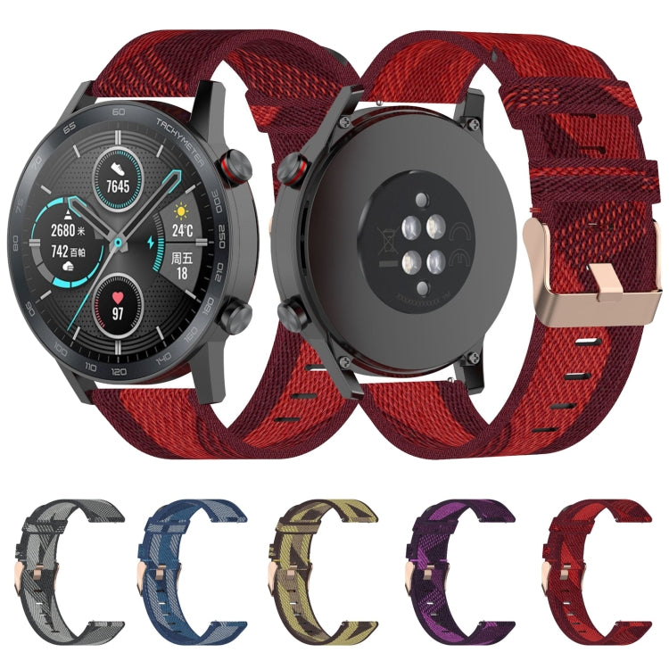 22mm 스트라이프 나일론 손목 스트랩 시계 밴드 Huawei GT / GT2 46mm, Honor Magic Watch 2 46mm / Magic