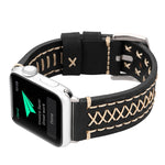 Apple Watch 시리즈 10 42mm / 9&8&7 41mm / SE 3&SE 2&6&SE&5&4 40mm / 3&2&1 38mm용 수동 라인 패턴 천연 가죽 손목 시계 밴드, 38mm용