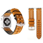 Apple Watch 시리즈 10 42mm / 9&8&7 41mm / SE 3&SE 2&6&SE&5&4 40mm / 3&2&1 38mm용 수동 라인 패턴 천연 가죽 손목 시계 밴드, 38mm용