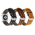 Apple Watch 시리즈 10 42mm / 9&8&7 41mm / SE 3&SE 2&6&SE&5&4 40mm / 3&2&1 38mm용 수동 라인 패턴 천연 가죽 손목 시계 밴드, 38mm용