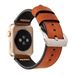 Apple Watch Ultra 49mm&Watch Ultra 2 49mm / 시리즈 10 46mm / 9&8&7 45mm / SE 3&SE 2&6&SE&5&4 44mm / 3&2&1 42mm용 레트로 XX 라인 패턴 천연 가죽 손목 시계 밴드, 42mm용