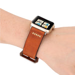 Apple Watch Ultra 49mm&Watch Ultra 2 49mm / 시리즈 10 46mm / 9&8&7 45mm / SE 3&SE 2&6&SE&5&4 44mm / 3&2&1 42mm용 레트로 XX 라인 패턴 천연 가죽 손목 시계 밴드, 42mm용