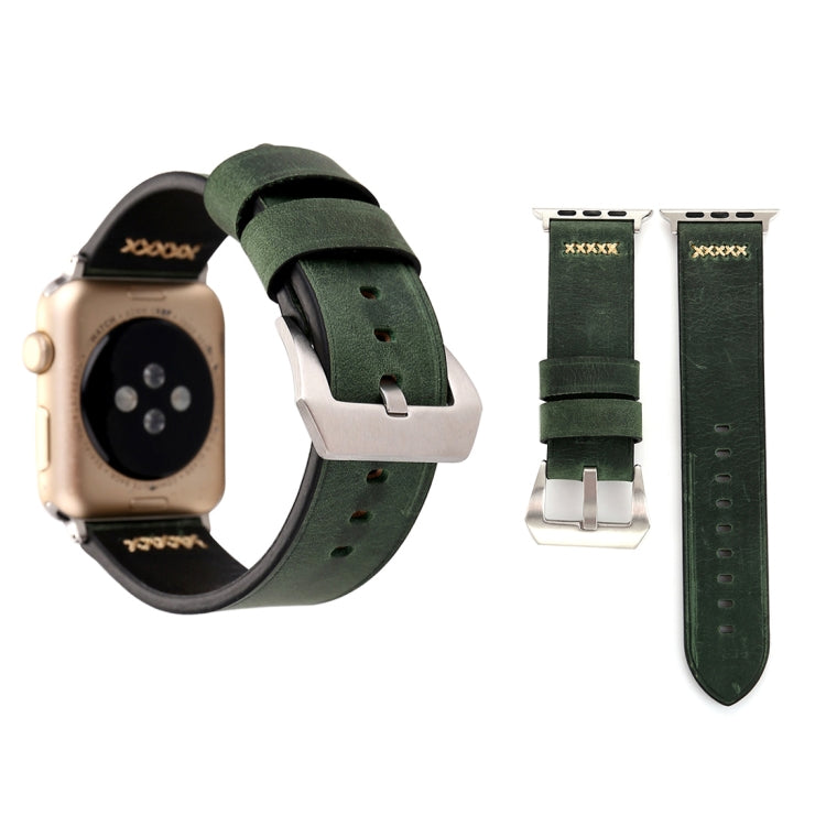 Apple Watch Ultra 49mm&Watch Ultra 2 49mm / 시리즈 10 46mm / 9&8&7 45mm / SE 3&SE 2&6&SE&5&4 44mm / 3&2&1 42mm용 레트로 XX 라인 패턴 천연 가죽 손목 시계 밴드, 42mm용