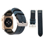 Apple Watch Ultra 49mm&Watch Ultra 2 49mm / 시리즈 10 46mm / 9&8&7 45mm / SE 3&SE 2&6&SE&5&4 44mm / 3&2&1 42mm용 레트로 XX 라인 패턴 천연 가죽 손목 시계 밴드, 42mm용