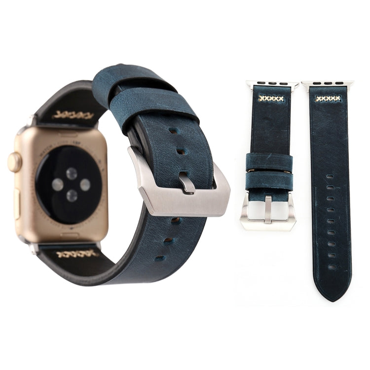 Apple Watch Ultra 49mm&Watch Ultra 2 49mm / 시리즈 10 46mm / 9&8&7 45mm / SE 3&SE 2&6&SE&5&4 44mm / 3&2&1 42mm용 레트로 XX 라인 패턴 천연 가죽 손목 시계 밴드, 42mm용