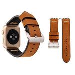 Apple Watch Ultra 49mm&Watch Ultra 2 49mm / 시리즈 10 46mm / 9&8&7 45mm / SE 3&SE 2&6&SE&5&4 44mm / 3&2&1 42mm용 레트로 XX 라인 패턴 천연 가죽 손목 시계 밴드, 42mm용