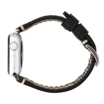 Apple Watch Ultra 49mm&Watch Ultra 2 49mm / 시리즈 10 46mm / 9&8&7 45mm / SE 3&SE 2&6&SE&5&4 44mm / 3&2&1 42mm용 수동 라인 패턴 천연 가죽 손목 시계 밴드, 42mm용