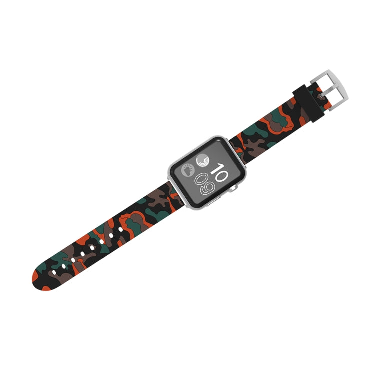 Apple Watch Series 3 & 2 & 1 38mm용 패션 카모플라주 패턴 실리콘 시계줄, 38mm
