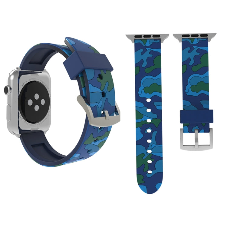 Apple Watch Series 3 & 2 & 1 38mm용 패션 카모플라주 패턴 실리콘 시계줄, 38mm