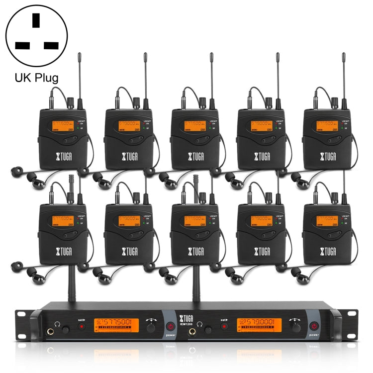 XTUGA IEM1200 무선 송신기 10 바디팩 무대 가수 인이어 모니터 시스템, 송신기 10 바디팩