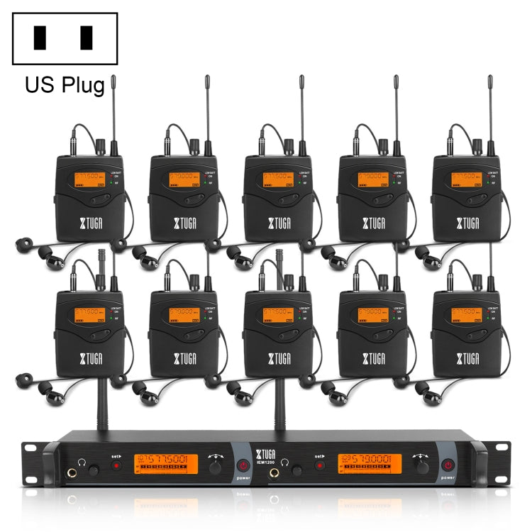 XTUGA IEM1200 무선 송신기 10 바디팩 무대 가수 인이어 모니터 시스템, 송신기 10 바디팩