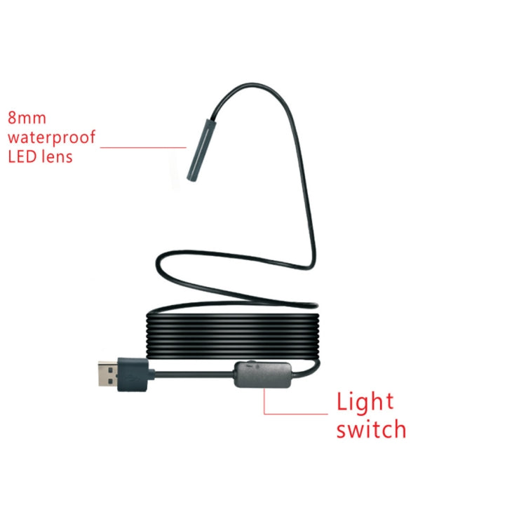 YPC110 8mm 2.0MP HD 카메라 WiFi 내시경 스네이크 튜브 검사 카메라 8 LED 포함, 방수 IP68, 렌즈 직경: 8mm, 길이: 3.5m, 소프트 라인, 3.5m 소프트 라인