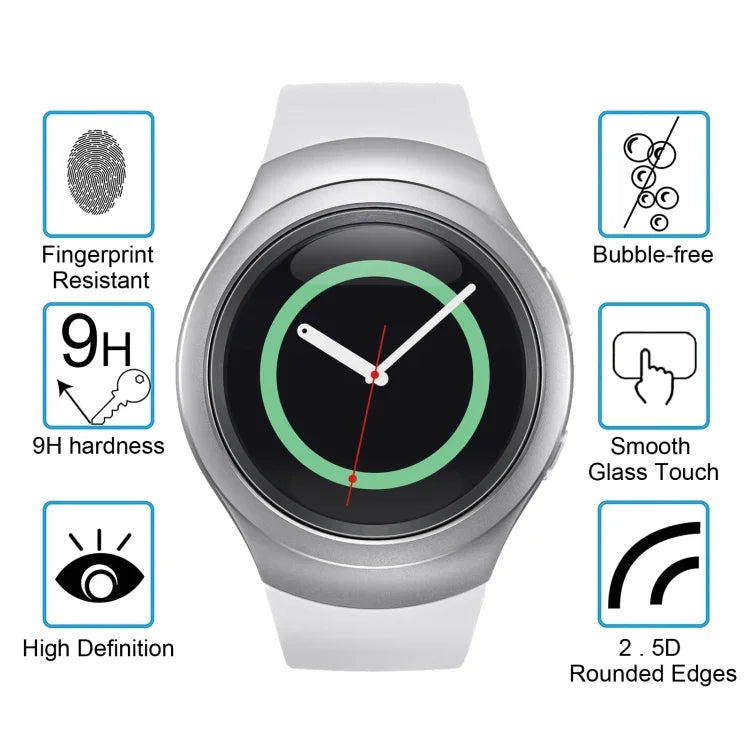 Samsung Gear S2 스마트워치용 ENKAY Hat-Prince 2개입 0.2mm 9H 표면 경도 2.15D 방폭 강화유리 스크린 필름