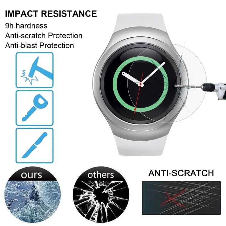 Samsung Gear S2 스마트워치용 ENKAY Hat-Prince 2개입 0.2mm 9H 표면 경도 2.15D 방폭 강화유리 스크린 필름
