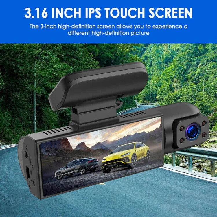 3.16인치 1080P HD 야간 시야 전방 및 내부 듀얼 렌즈 운전 기록기, 전방 및 내부 듀얼 렌즈