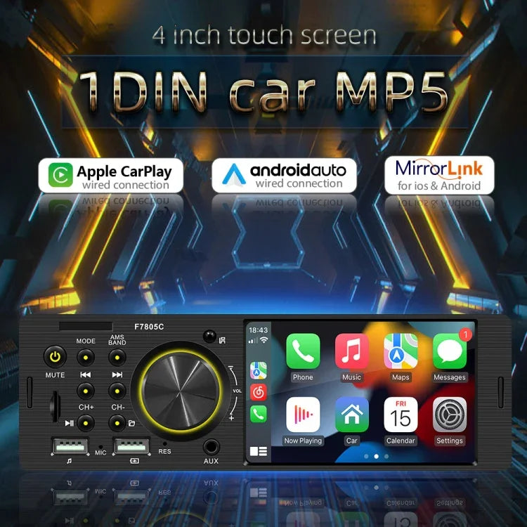 4인치 800x480P 자동차 라디오 수신기 MP5 플레이어, FM & 블루투스 & SD 카드 지원, 리모컨 포함, F7805C