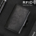 X-7 방자성 RFID 다기능 알루미늄 크레이지 호스 텍스처 가죽 카드 가방 지갑