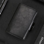 X-7 방자성 RFID 다기능 알루미늄 크레이지 호스 텍스처 가죽 카드 가방 지갑