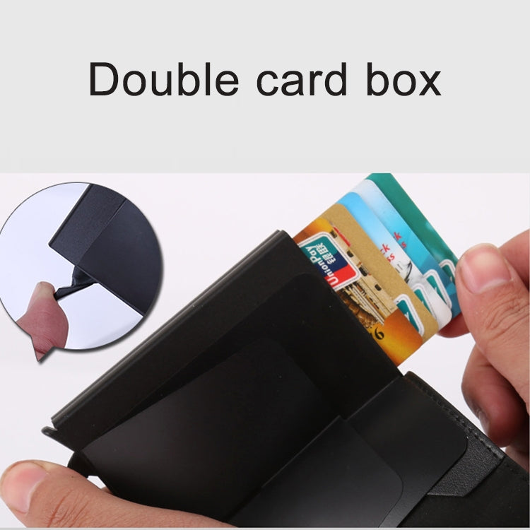 X-7 방자성 RFID 다기능 알루미늄 크레이지 호스 텍스처 가죽 카드 가방 지갑