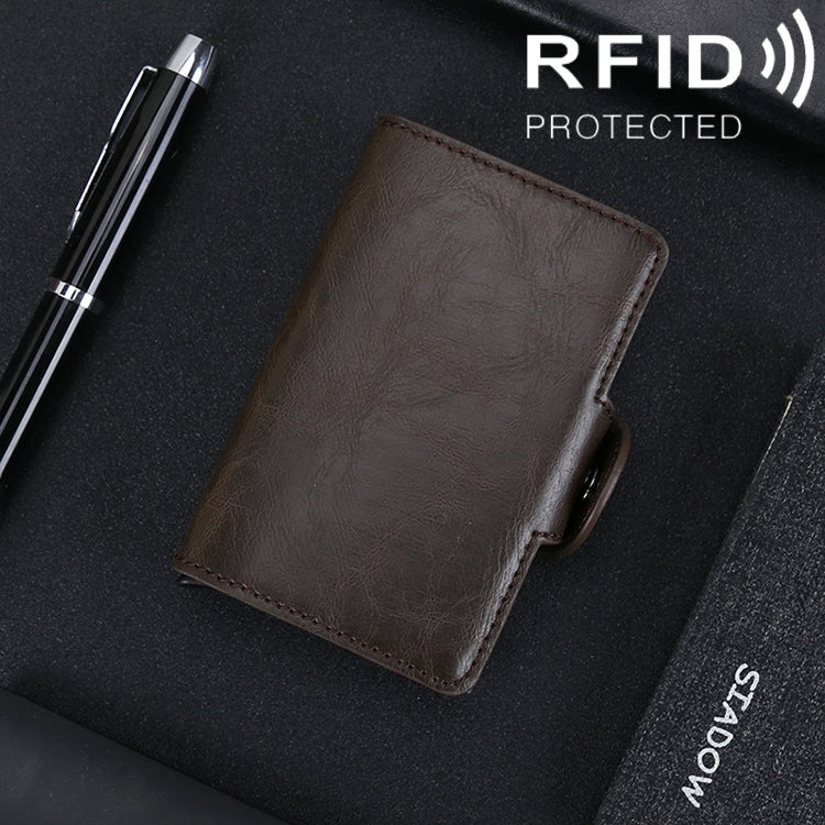 X-7 방자성 RFID 다기능 알루미늄 크레이지 호스 텍스처 가죽 카드 가방 지갑