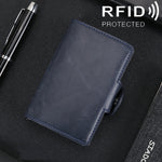 X-7 방자성 RFID 다기능 알루미늄 크레이지 호스 텍스처 가죽 카드 가방 지갑