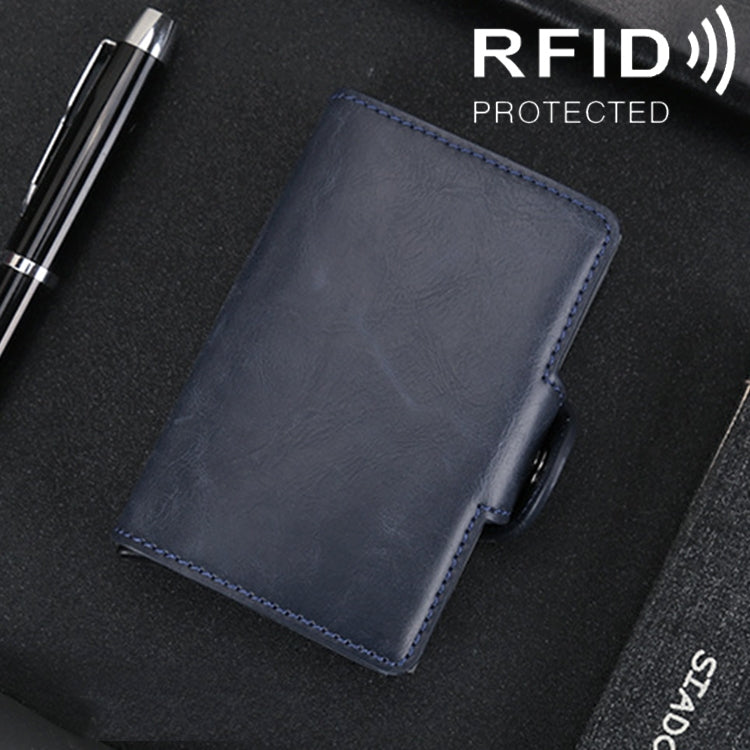 X-7 방자성 RFID 다기능 알루미늄 크레이지 호스 텍스처 가죽 카드 가방 지갑