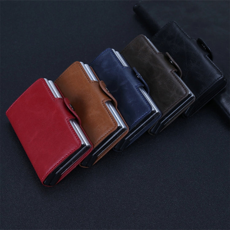 X-7 방자성 RFID 다기능 알루미늄 크레이지 호스 텍스처 가죽 카드 가방 지갑