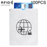100개 알루미늄 호일 도난 방지 RFID 차단 슬리브 여권 통장 보호기, 크기: 13.5*10.5cm, 비행기 패턴 100개