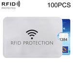 100개 알루미늄 호일 도난 방지 RFID 차단 슬리브 카드 보호기, 크기: 9.1*6.3cm, RFID 보호 100개