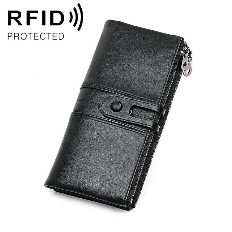 3520 롱 소가죽 가죽 접이식 안티마그네틱 RFID 여성용 지갑, 카드 슬롯 포함, 3520 레드, 3520 황갈색, 3520 블랙, 3520 커피, 3520 블루