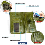 3520 롱 소가죽 가죽 접이식 안티마그네틱 RFID 여성용 지갑, 카드 슬롯 포함, 3520 레드, 3520 황갈색, 3520 블랙, 3520 커피, 3520 블루