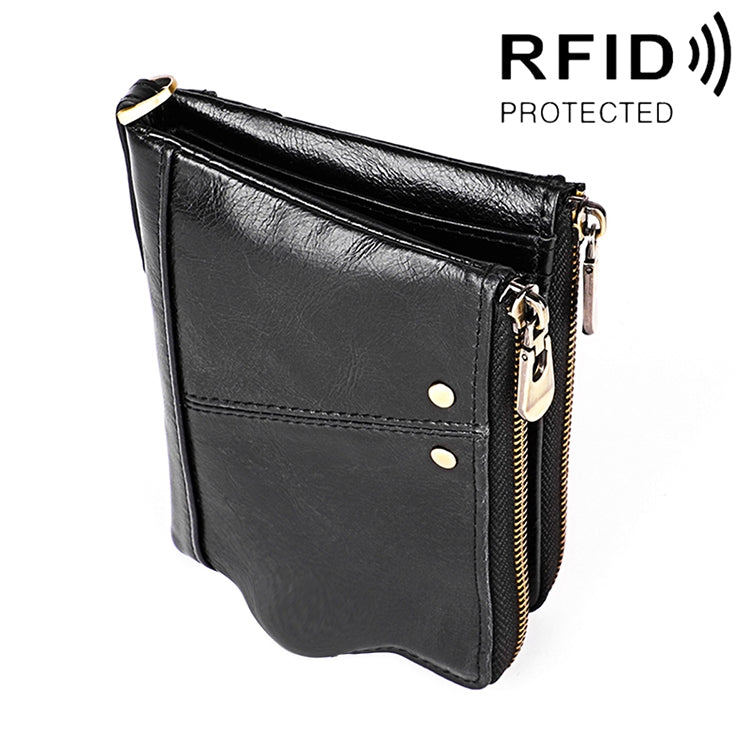 3533 롱 크레이지 호스 텍스처 소가죽 접이식 안티마그네틱 RFID 지갑 클러치 백 남성용, 카드 슬롯 포함, 3533 황갈색, 3533 블랙, 3533 커피, 3533 블루, 3533 레드
