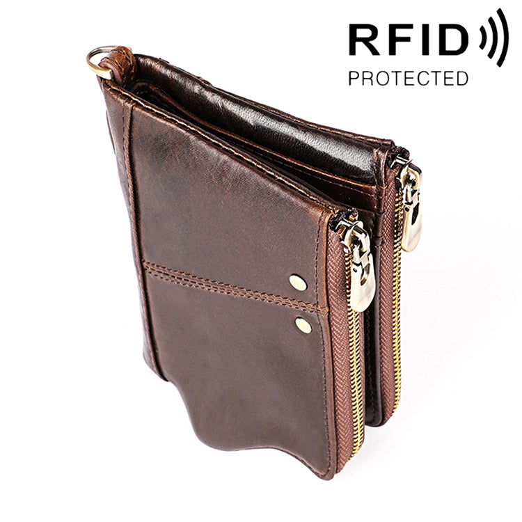 3533 롱 크레이지 호스 텍스처 소가죽 접이식 안티마그네틱 RFID 지갑 클러치 백 남성용, 카드 슬롯 포함, 3533 황갈색, 3533 블랙, 3533 커피, 3533 블루, 3533 레드