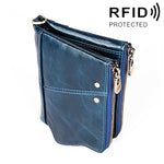 3533 롱 크레이지 호스 텍스처 소가죽 접이식 안티마그네틱 RFID 지갑 클러치 백 남성용, 카드 슬롯 포함, 3533 황갈색, 3533 블랙, 3533 커피, 3533 블루, 3533 레드