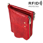 3533 롱 크레이지 호스 텍스처 소가죽 접이식 안티마그네틱 RFID 지갑 클러치 백 남성용, 카드 슬롯 포함, 3533 황갈색, 3533 블랙, 3533 커피, 3533 블루, 3533 레드